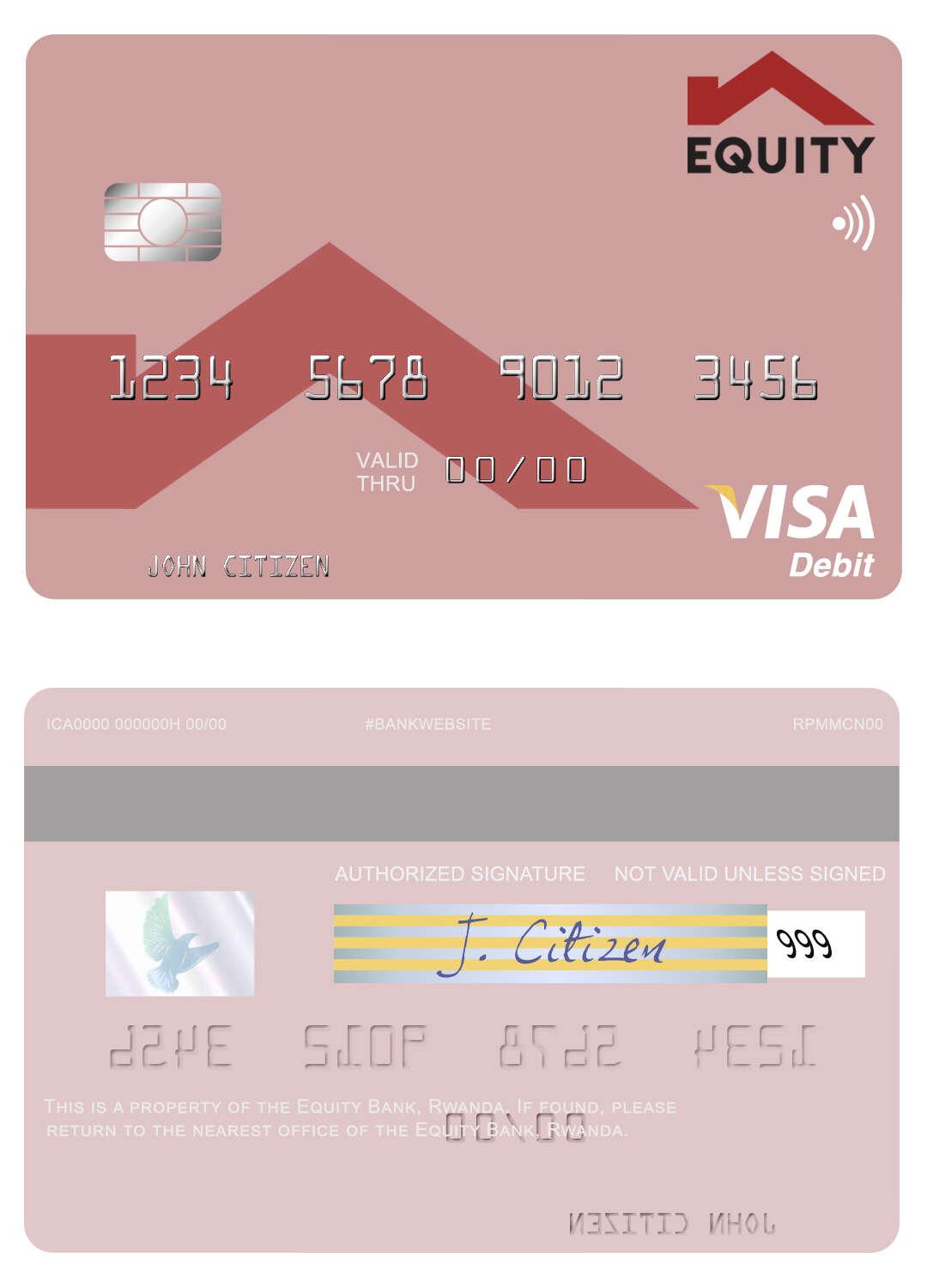 Rwanda Equity Bank visa debit card screen